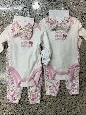 3-6mo matching 3-piece-sets “Daddy’s little butterfly”